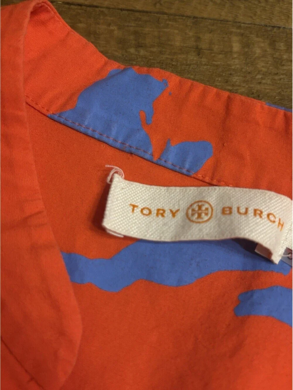 Tory Burch Garden Port Mini Shirt Sleeveless V-neck Dress Size 6 Orange